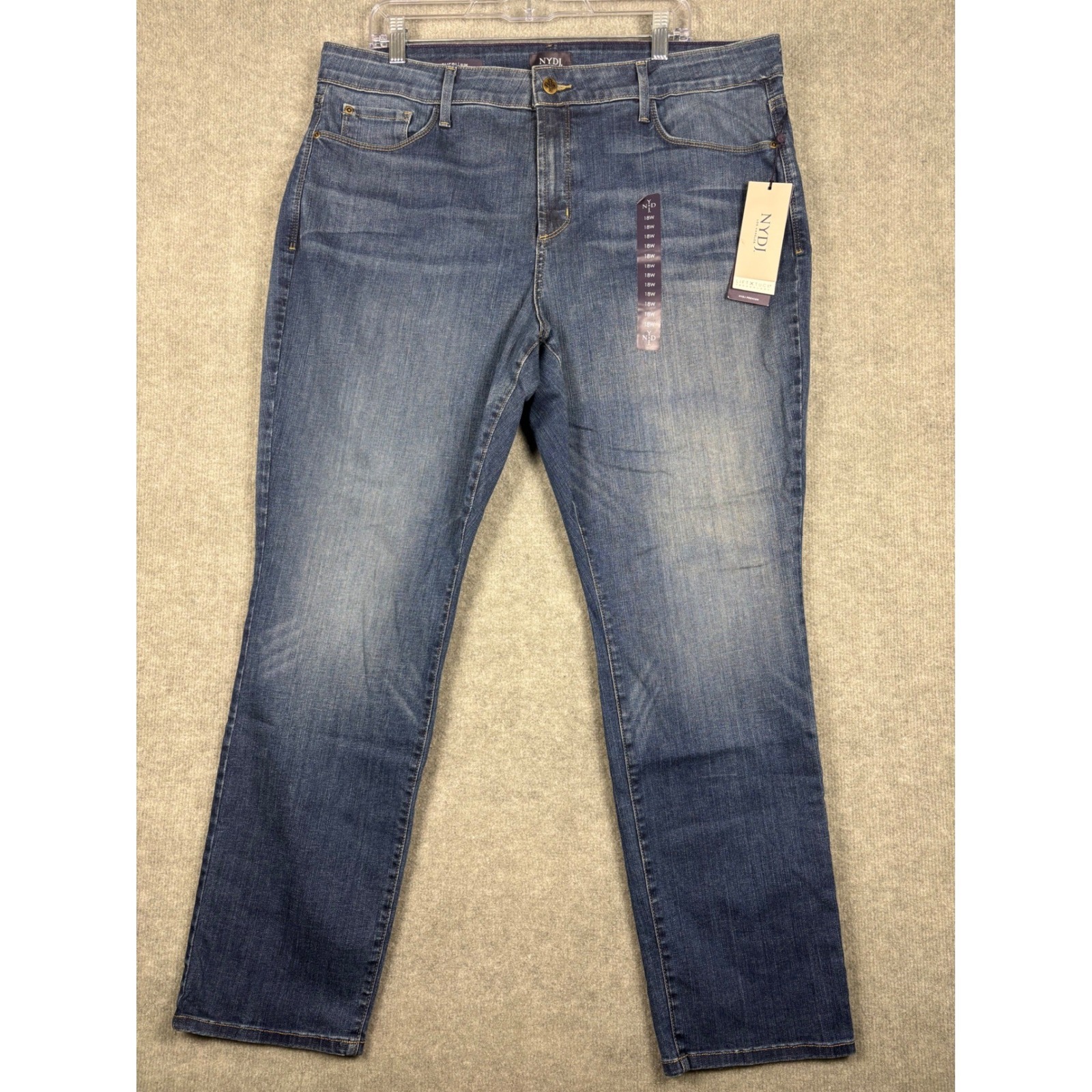 Nydj Sheri Slim Jeans Lift Tuck Embroidered Pockets 18w Pioneer Blue